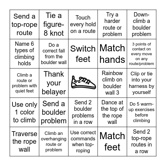 Climbing Bingo! Bingo Card