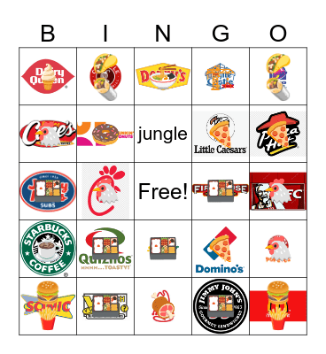 Fast Food Restaurant Logos Bingo Card