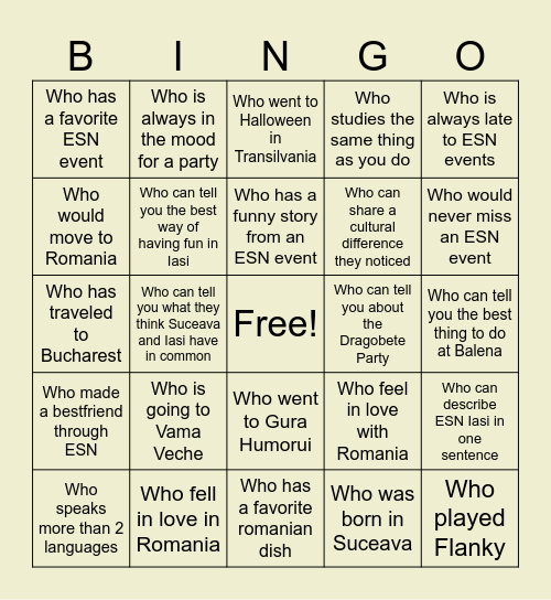 FIND SOMEONE Bingo Card