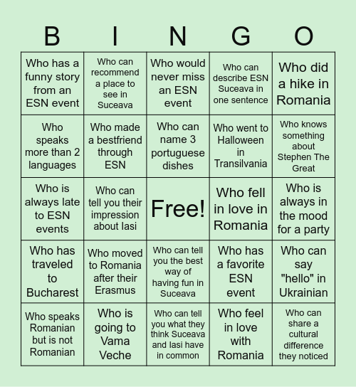 FIND SOMEONE Bingo Card
