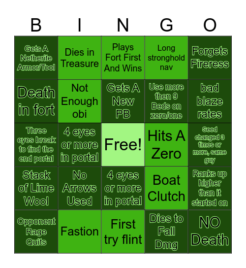 No Calc Mcsr Bingo Card