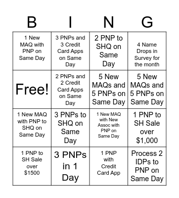SF Lakeshore Bingo Card