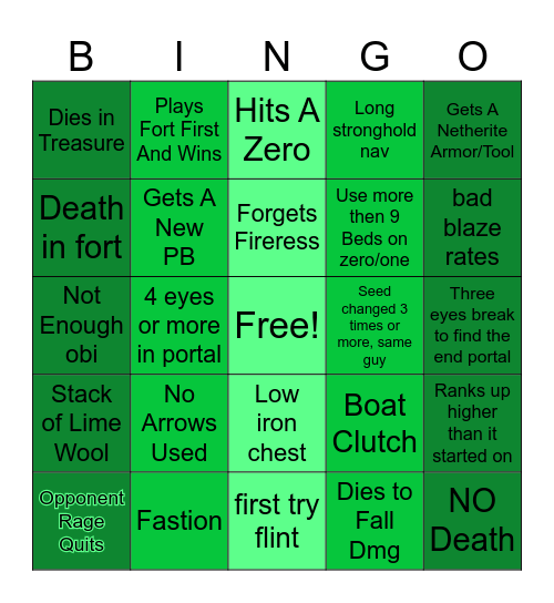Mcsr Bingo Card