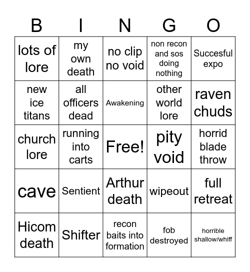 N1 bingo Card