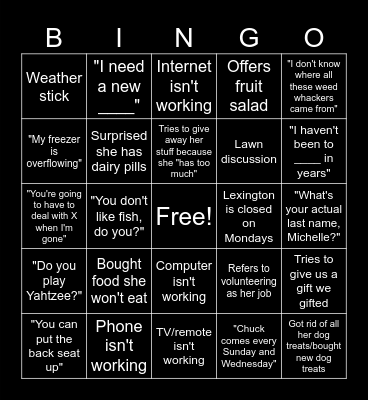 Mom Bingo Card