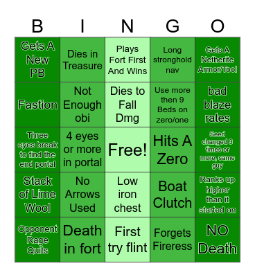 Mcsr Ranked Bingo Card