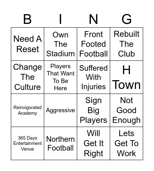 HTAFC Bingo Summer 2026 Bingo Card