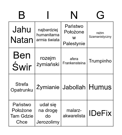 Bingo Dr Szewki Bingo Card