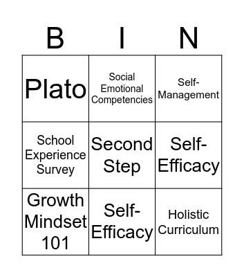 SEL Bingo Card