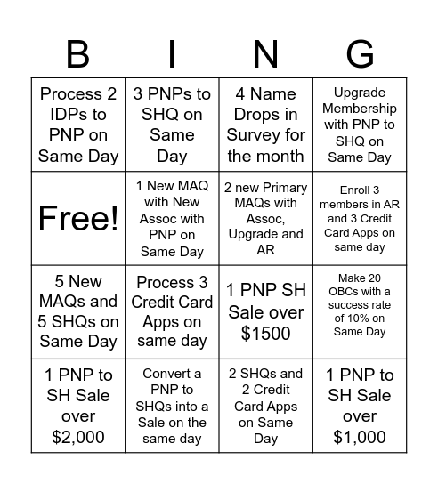 SF Lakeshore Bingo Card