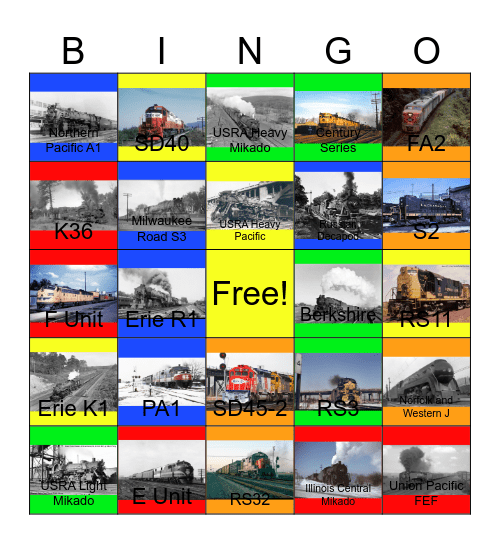 FT103 The Diesel that Revolutionized Railroading in America and Erie Steam Bingo Card