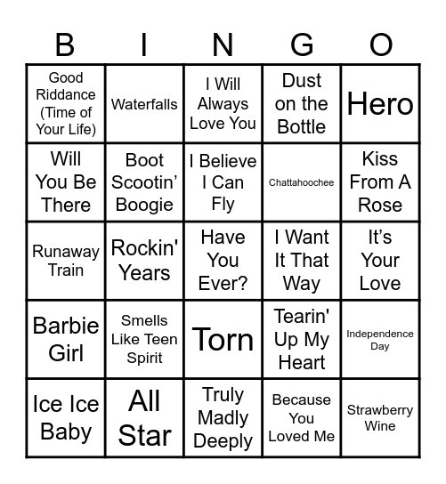 SALT 90s Bing Bingo Card