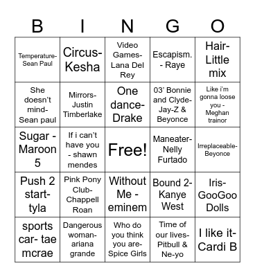 SU Bar Bingo Card