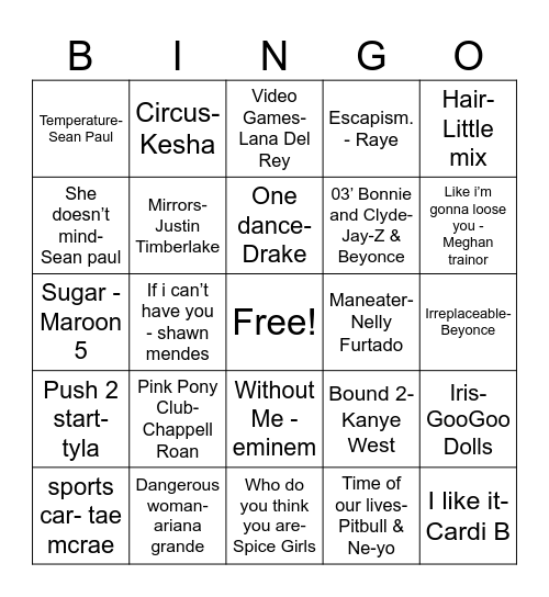 SU Bar Bingo Card