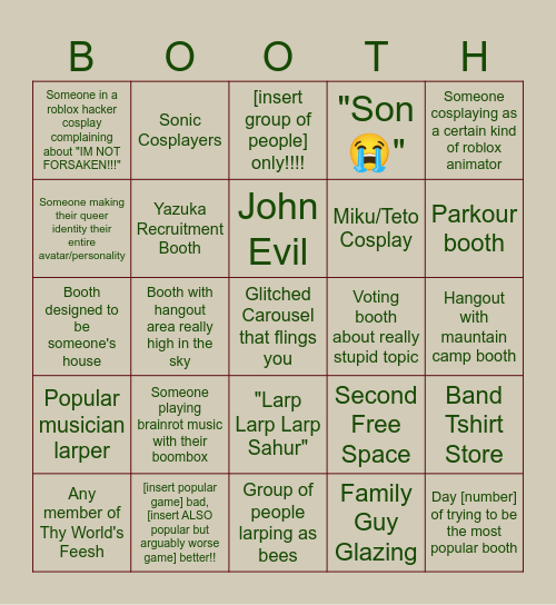 Mushr00m'z Booth Game Bingo!!! (PART TWO) Bingo Card