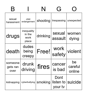 PSA's Bingo Card