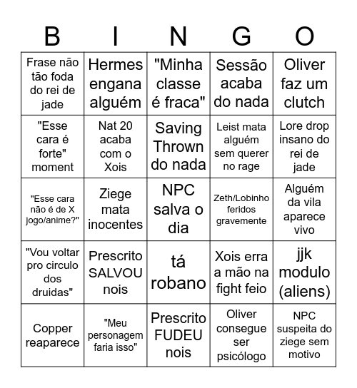 (2.0) XOIS RPG Bingo Card