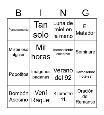 Bingo musical Bingo Card