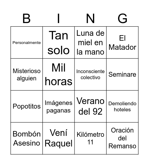 Bingo musical Bingo Card