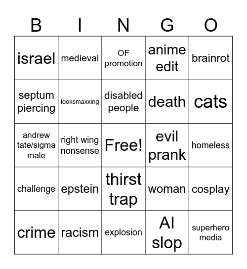 REELS Bingo Card