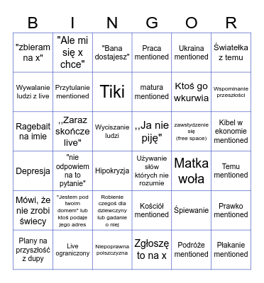 Alekiner Bingor Bingo Card