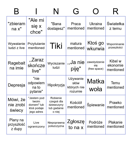 Alekiner Bingor Bingo Card