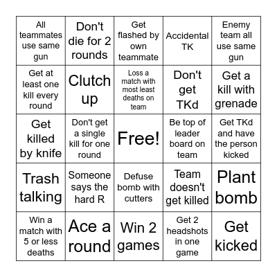 Pavlov Bingo Card