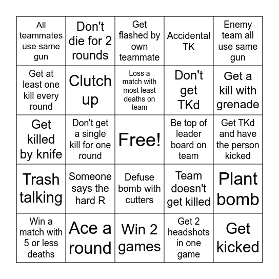 Pavlov Bingo Card