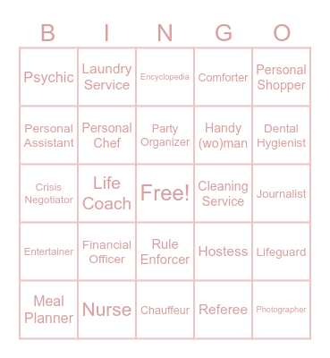 Mama’s Day Bingo Card