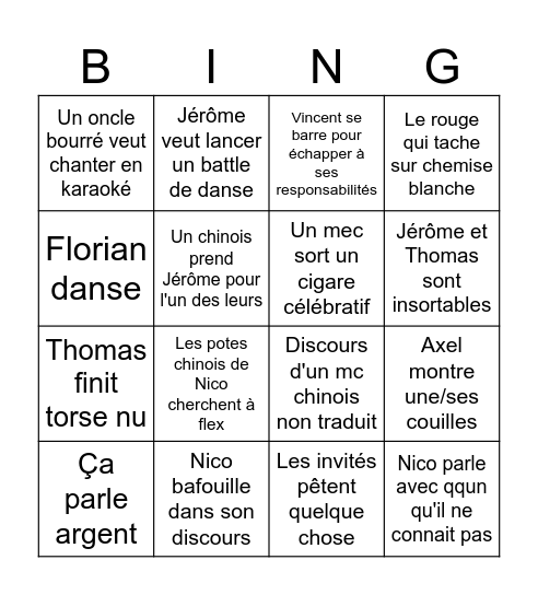 NWedding Bingo Card