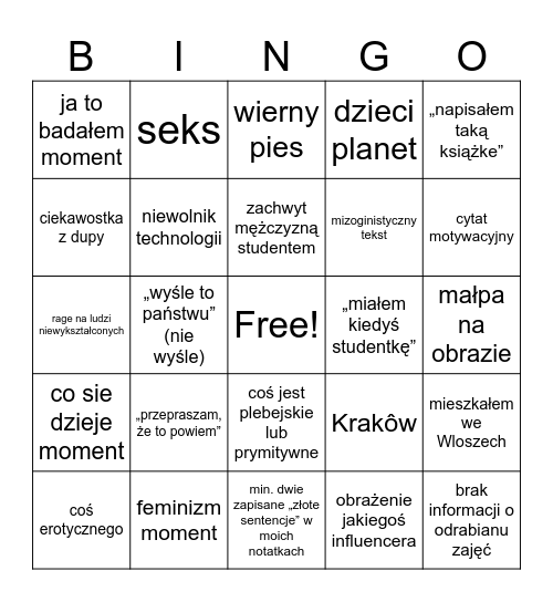 Kaleciński Bingo Card
