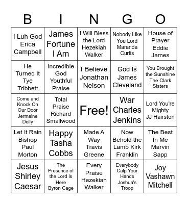 Gospel Bingo Card
