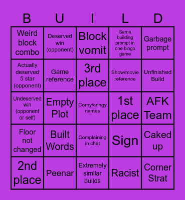 Build Battle Bingo Card