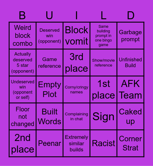 Build Battle Bingo Card
