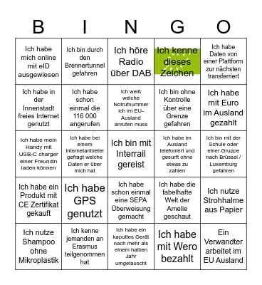 Die EU und ich Bingo Card