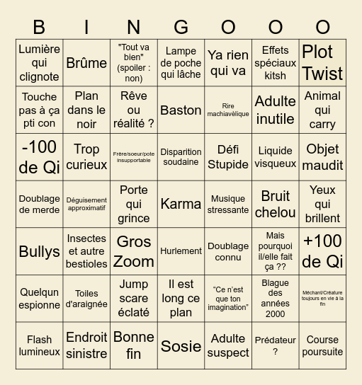 Bingo Chair de Poule Bingo Card