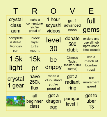 trove Bingo Card