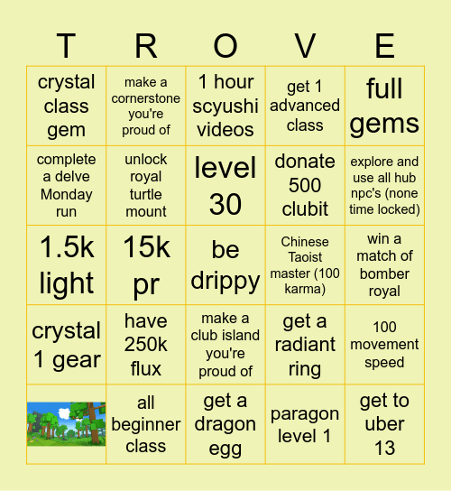 trove Bingo Card