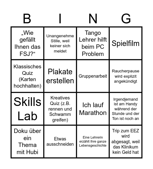 FSJ Seminar Bingo Card
