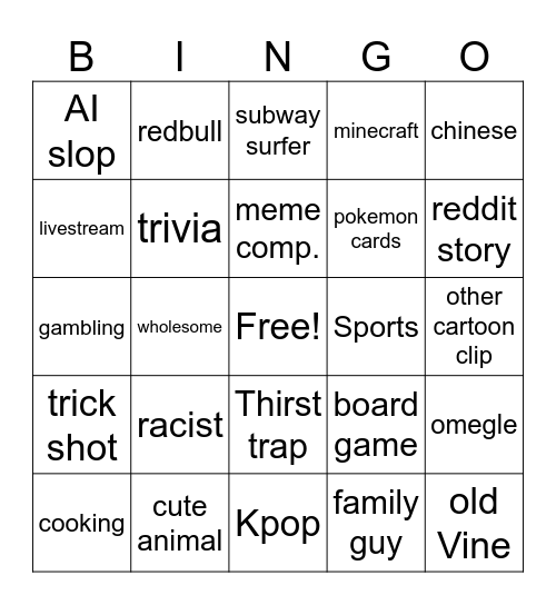 bbbbbbbbbinggoooooooooo Bingo Card