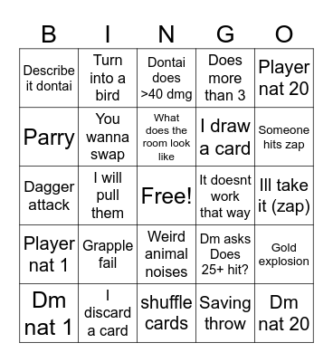 Dontai's bs fight Bingo Card