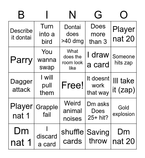 Dontai's bs fight Bingo Card