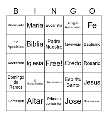Bingo Catolico Bingo Card