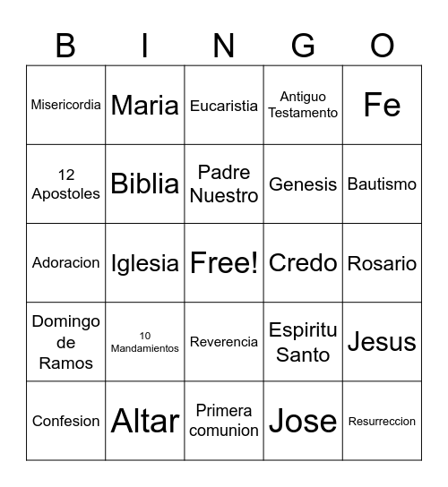 Bingo Catolico Bingo Card