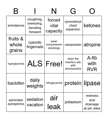 Final Exam Bingo Card