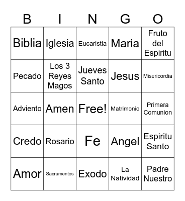 Bingo Catolico Bingo Card