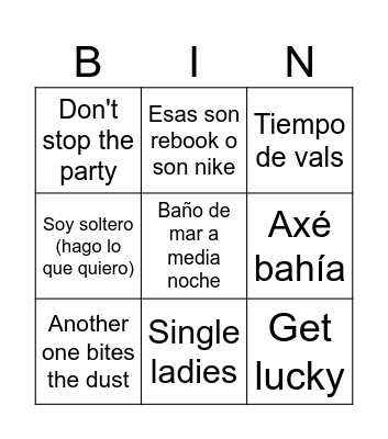 Matri Bingo Card