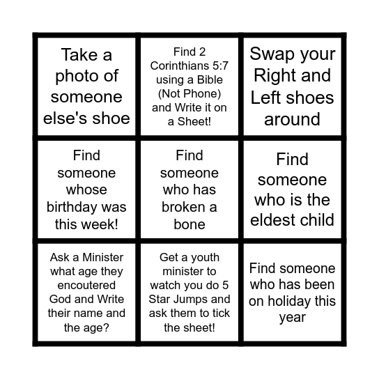 Live Bingo - Youth Edition Bingo Card