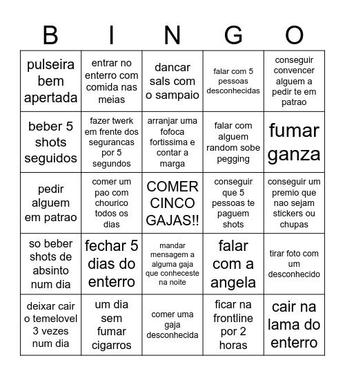 BINGO DO 🐮 Bingo Card