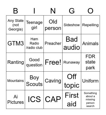 SaR Video Call Bingo Card